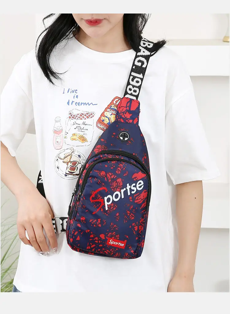 Men's Blue Printed Crossbody Sports Bag with Adjustable Strap — feature 20