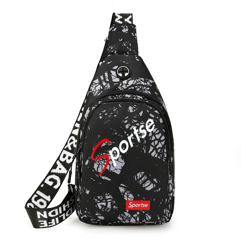 Men's Blue Printed Crossbody Sports Bag with Adjustable Strap - Image 4