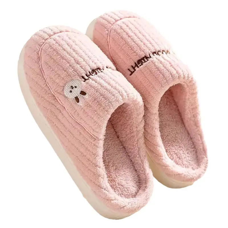 Manufacturer Wholesale Cotton Slippers for Men, Non-Slip Indoor Thick Plush Warm Couple Thick-Soled Home Winter Cotton Slippers for Women