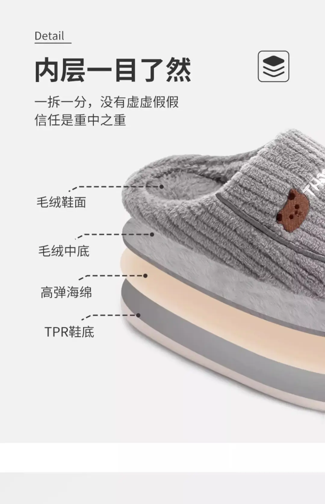Manufacturer Wholesale Cotton Slippers for Men, Non-Slip Indoor Thick Plush Warm Couple Thick-Soled Home Winter Cotton Slippers for Women — feature 4