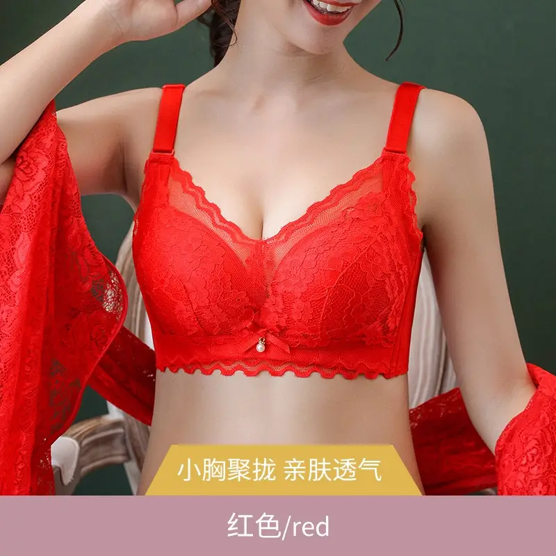 Jiandan Niao Women's Push-Up Bra for Small Busts, Wireless, Side Breast Collection, Lace, Enhancing, Sexy, Beautiful Back, Seamless Bra