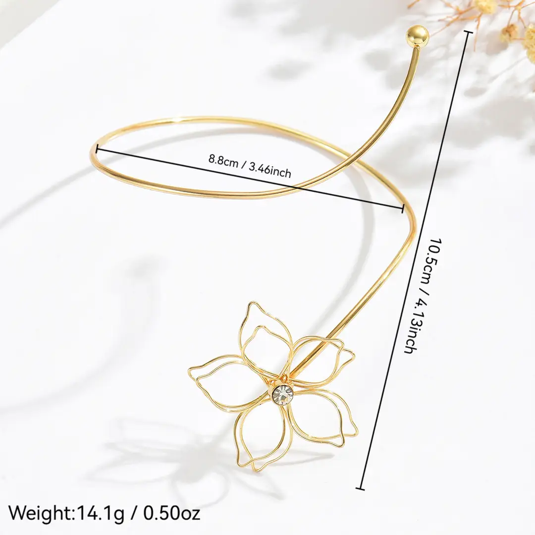 Cross-Border European and American Style Open Arm Bracelet, Fashionable and Trendy Niche Bracelet, Elegant and Sophisticated Minimalist Jewelry — feature 10