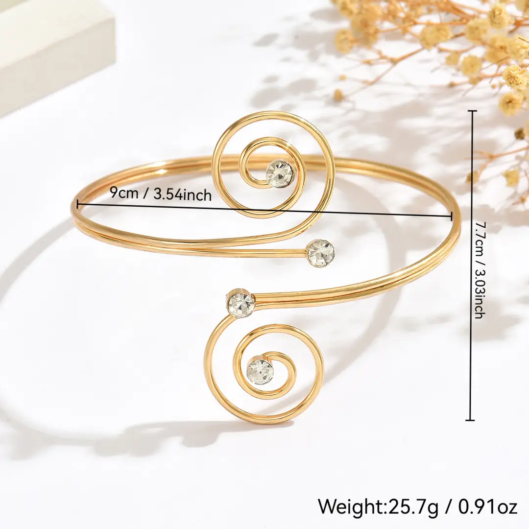 Cross-Border European and American Style Open Arm Bracelet, Fashionable and Trendy Niche Bracelet, Elegant and Sophisticated Minimalist Jewelry — feature 16