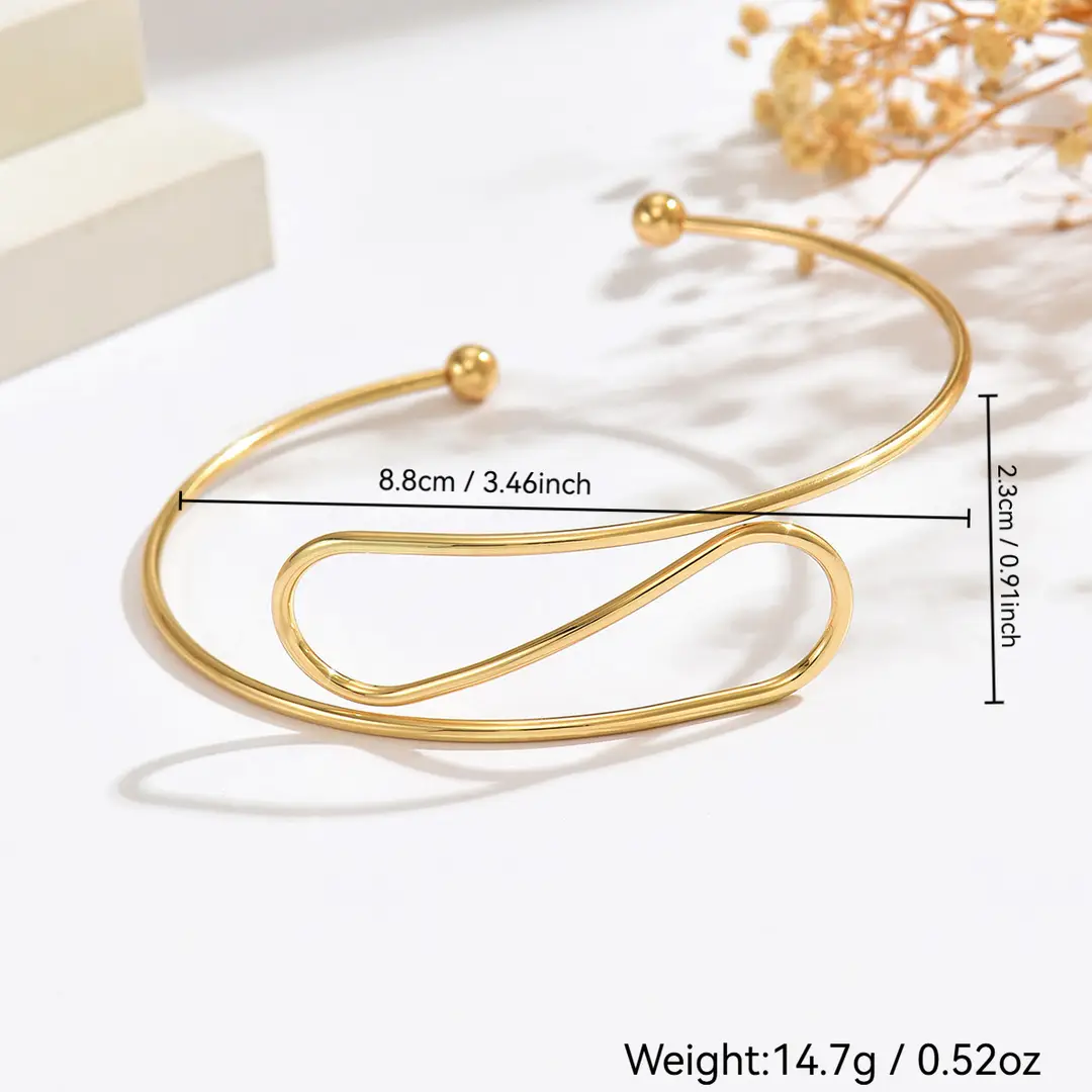 Cross-Border European and American Style Open Arm Bracelet, Fashionable and Trendy Niche Bracelet, Elegant and Sophisticated Minimalist Jewelry — feature 28
