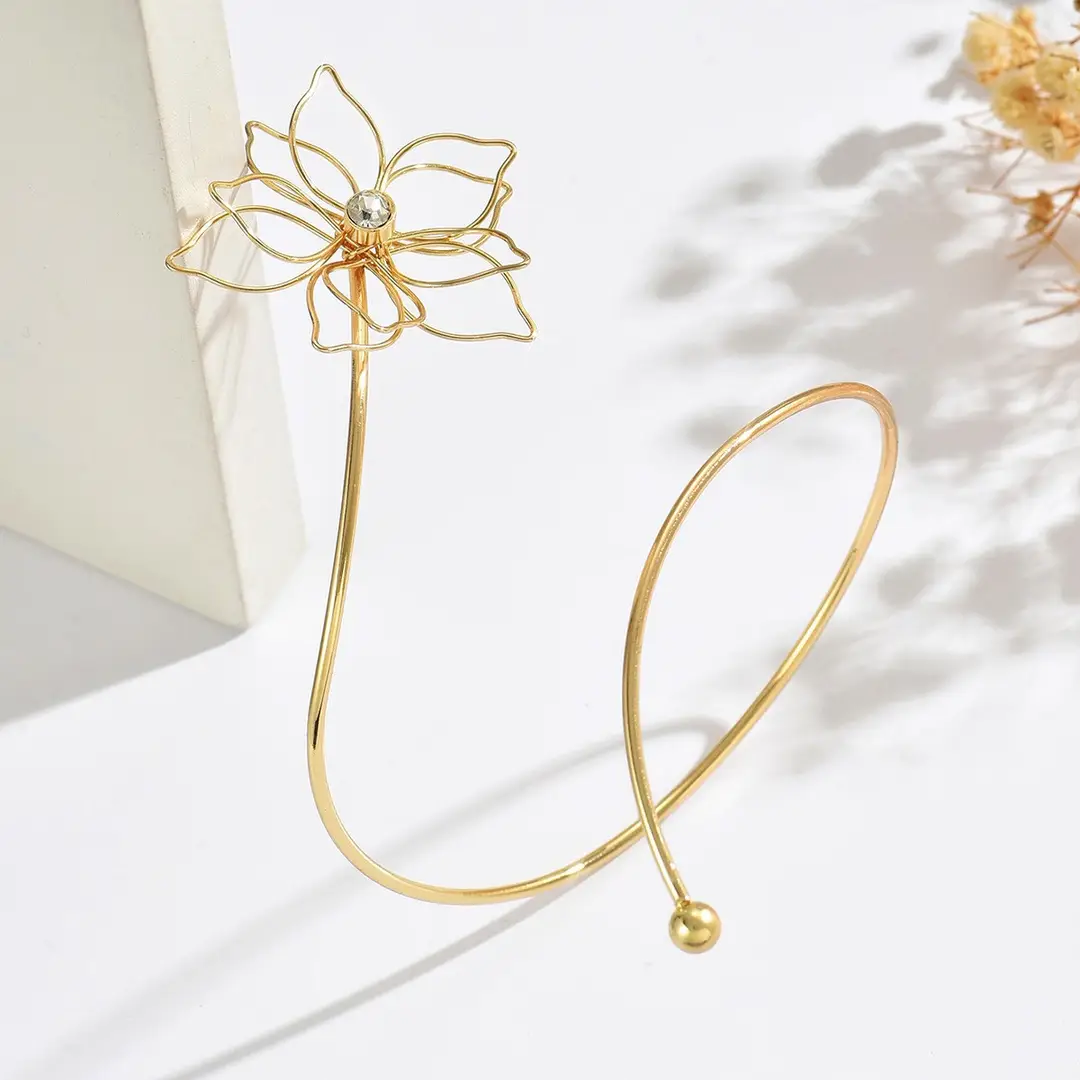 Cross-Border European and American Style Open Arm Bracelet, Fashionable and Trendy Niche Bracelet, Elegant and Sophisticated Minimalist Jewelry — feature 9