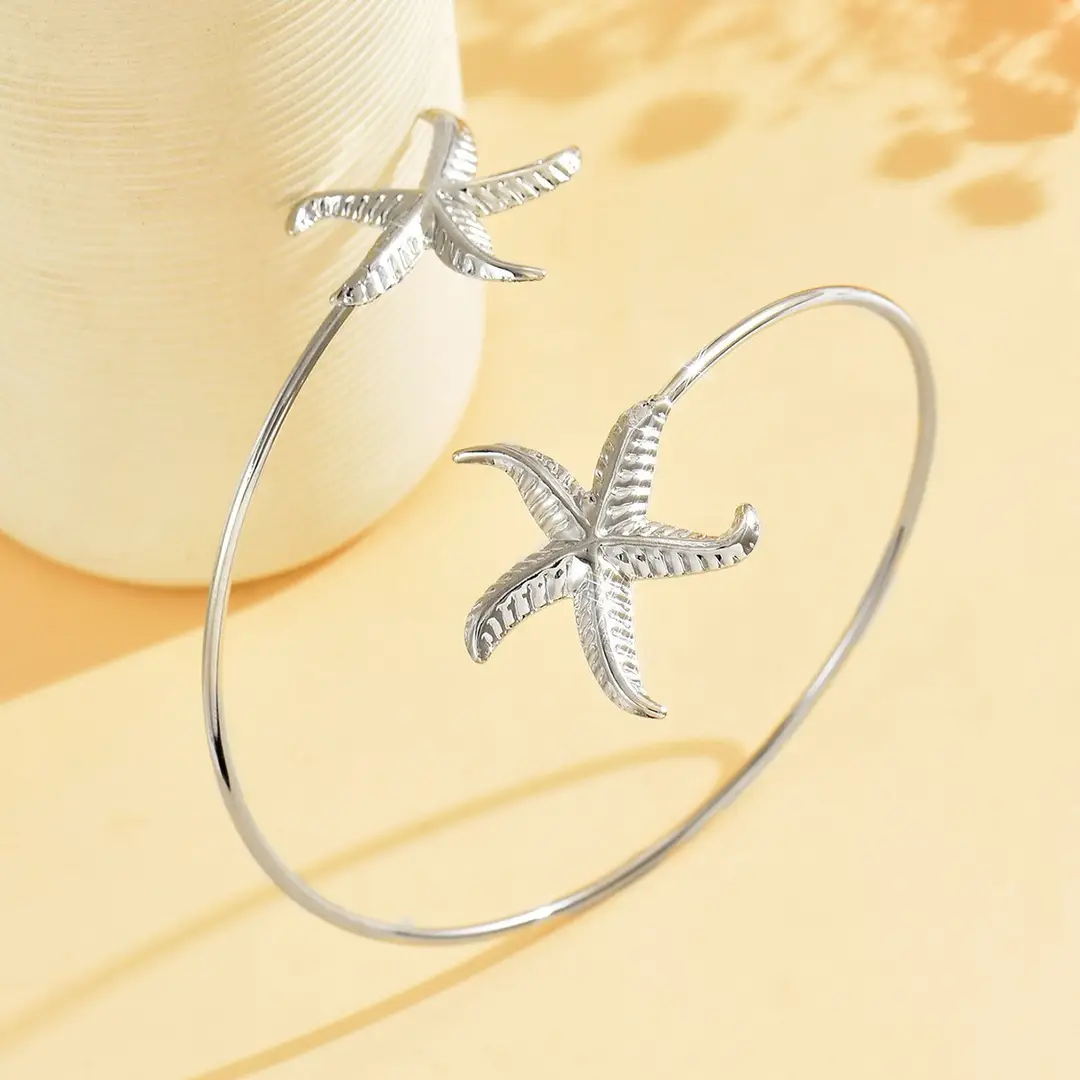 Cross-Border European and American Style Open Arm Bracelet, Fashionable and Trendy Niche Bracelet, Elegant and Sophisticated Minimalist Jewelry