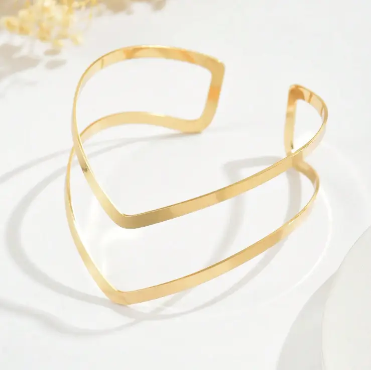 Cross-Border European and American Style Open Arm Bracelet, Fashionable and Trendy Niche Bracelet, Elegant and Sophisticated Minimalist Jewelry
