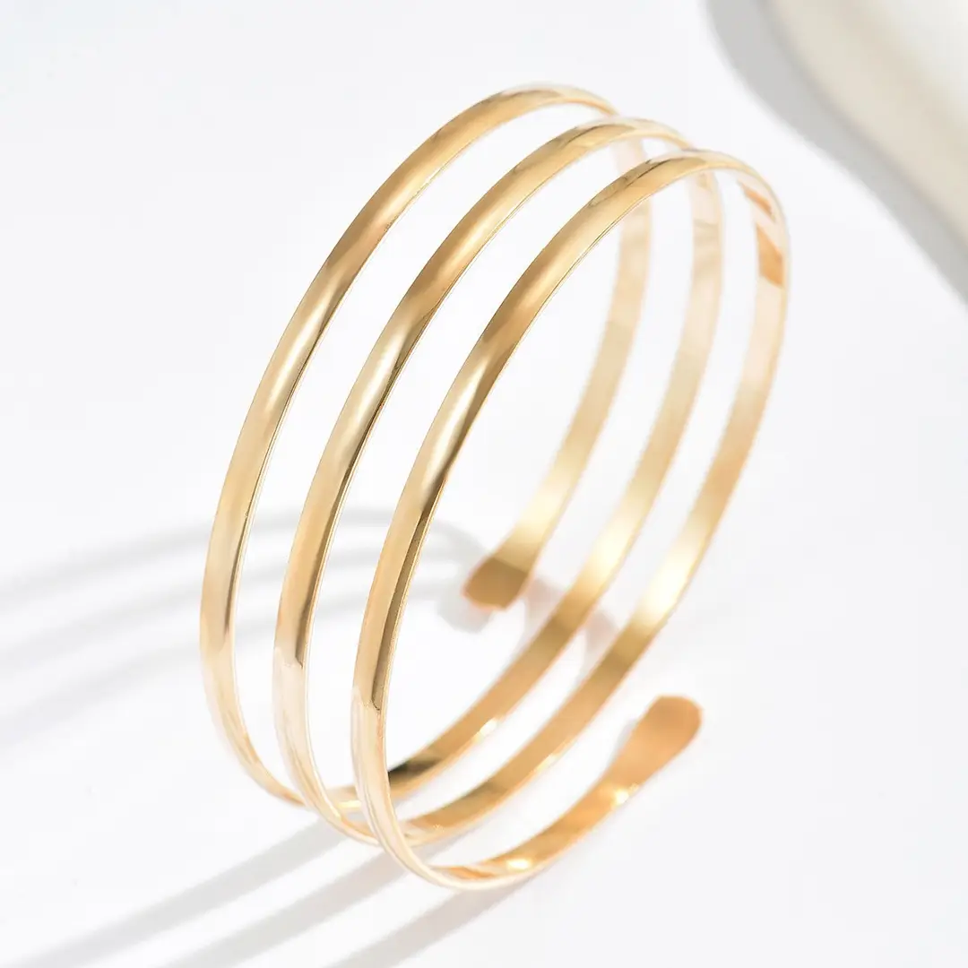 Cross-Border European and American Style Open Arm Bracelet, Fashionable and Trendy Niche Bracelet, Elegant and Sophisticated Minimalist Jewelry