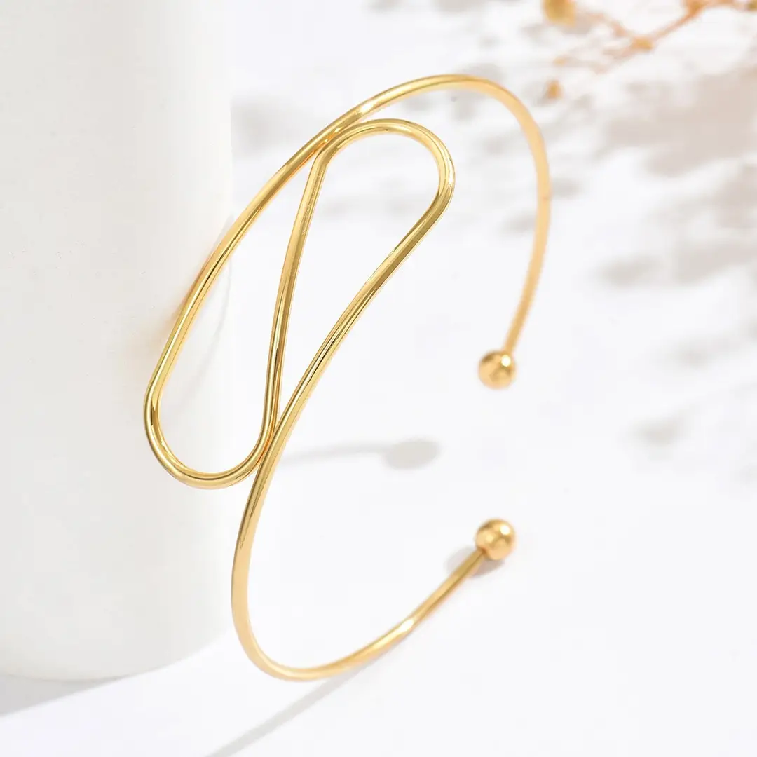 Cross-Border European and American Style Open Arm Bracelet, Fashionable and Trendy Niche Bracelet, Elegant and Sophisticated Minimalist Jewelry