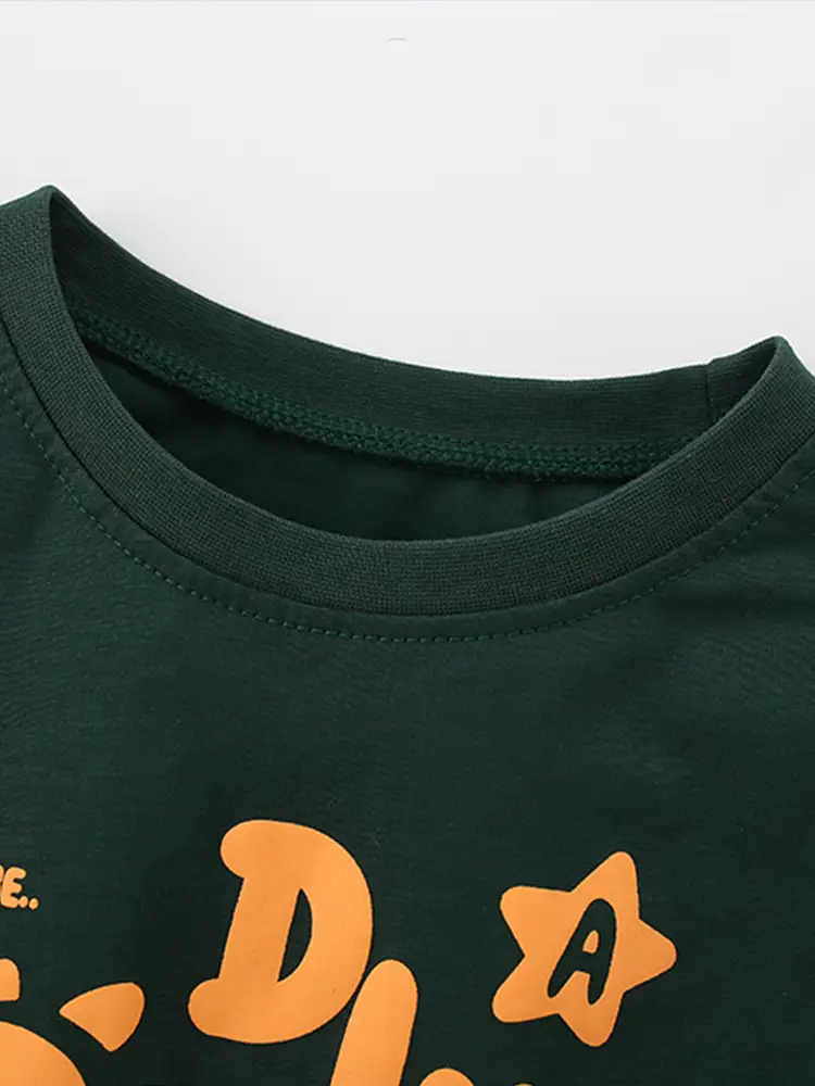 Dinosaur Printed Kids T-Shirt Green Spring Fall