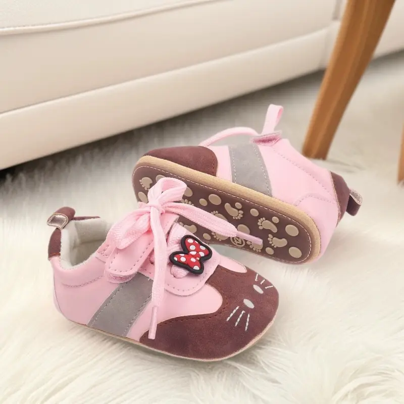 Cute Princess Animal Baby Shoes Pink Brown Soft Rubber