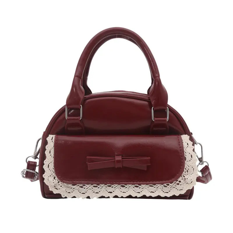 Women's Cream Shell Shoulder Bag with Lace Trim - Image 9