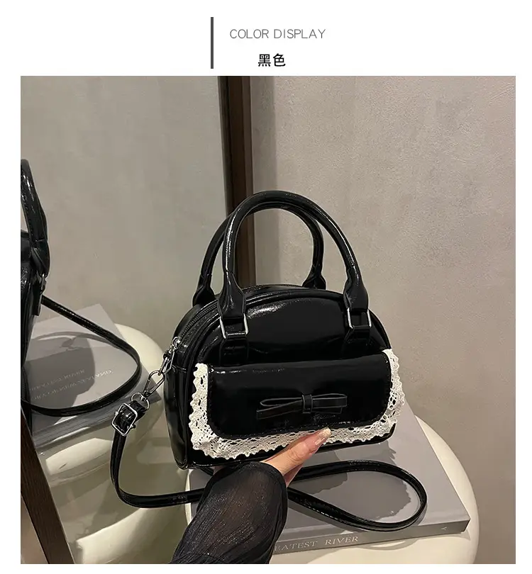 Women's Cream Shell Shoulder Bag with Lace Trim — feature 23