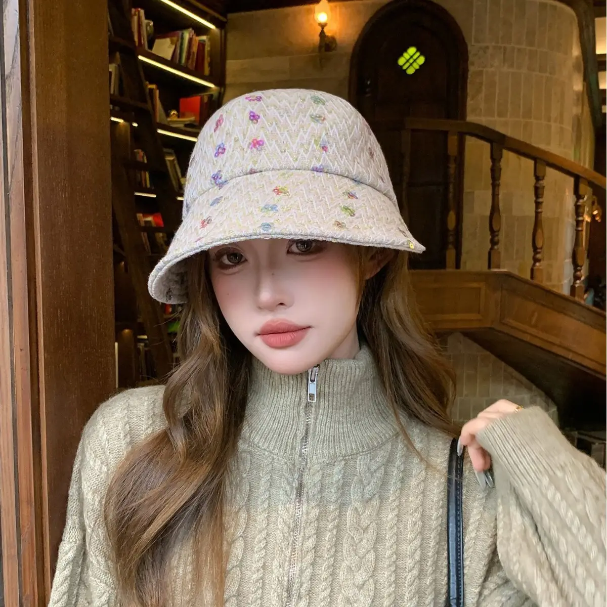 Korean Style Duckbill Cap with Colorful Print - Image 5