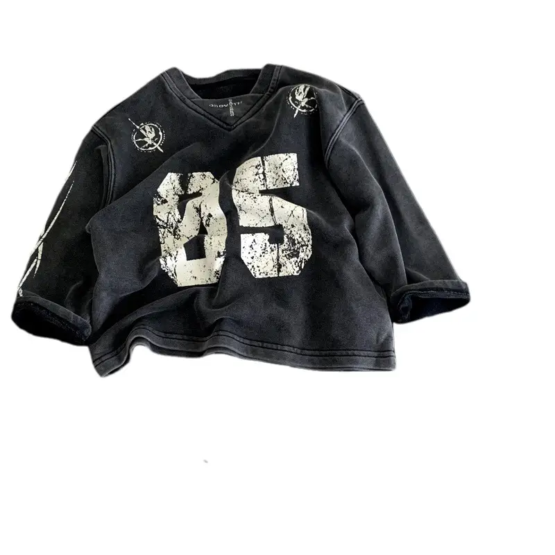 Boys Printed Hoodie Pants Set Black Spring Autumn 2025