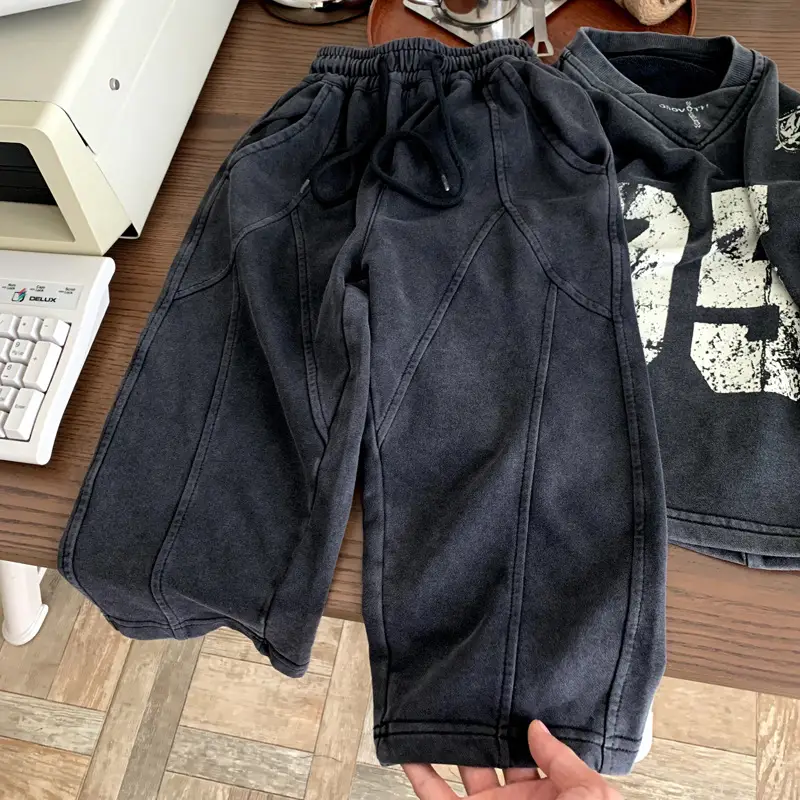 Boys Printed Hoodie Pants Set Black Spring Autumn 2025