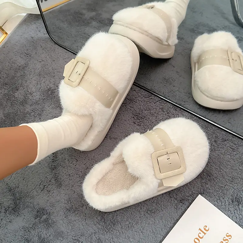Cross-Border Furry Slippers for Women in Winter, Thick-Soled Plush Outer Wear, New Indoor Comfortable and Warm Slippers for Women Wholesale - Image 5