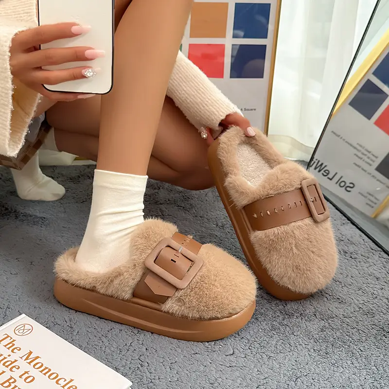 Cross-Border Furry Slippers for Women in Winter, Thick-Soled Plush Outer Wear, New Indoor Comfortable and Warm Slippers for Women Wholesale - Image 7