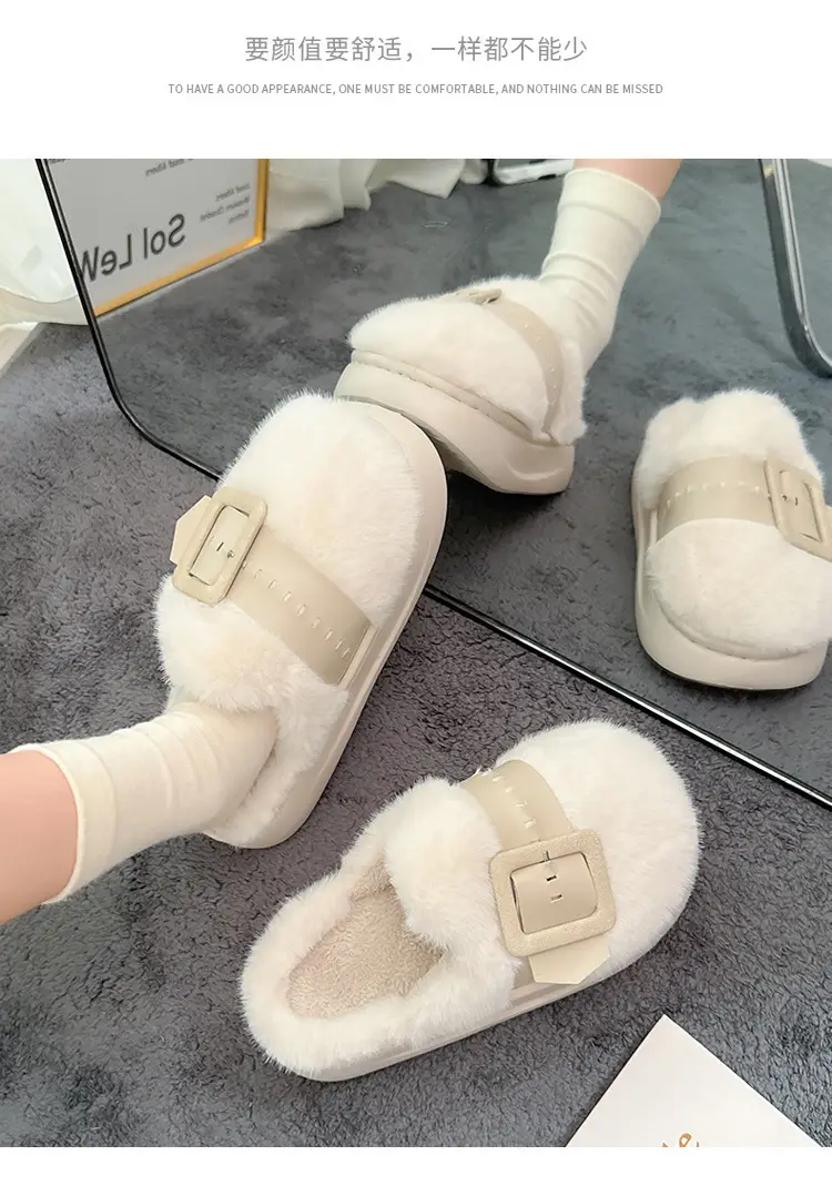 Cross-Border Furry Slippers for Women in Winter, Thick-Soled Plush Outer Wear, New Indoor Comfortable and Warm Slippers for Women Wholesale — feature 18