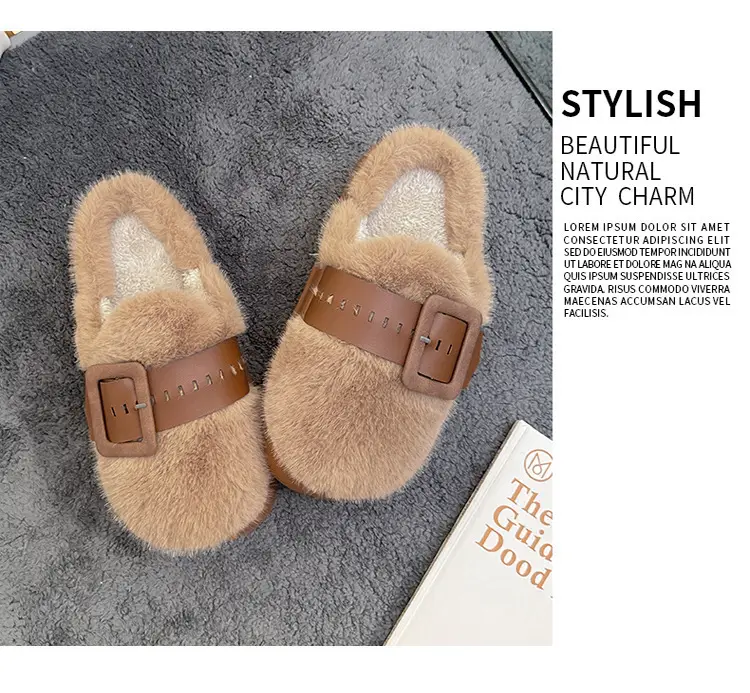Cross-Border Furry Slippers for Women in Winter, Thick-Soled Plush Outer Wear, New Indoor Comfortable and Warm Slippers for Women Wholesale — feature 5