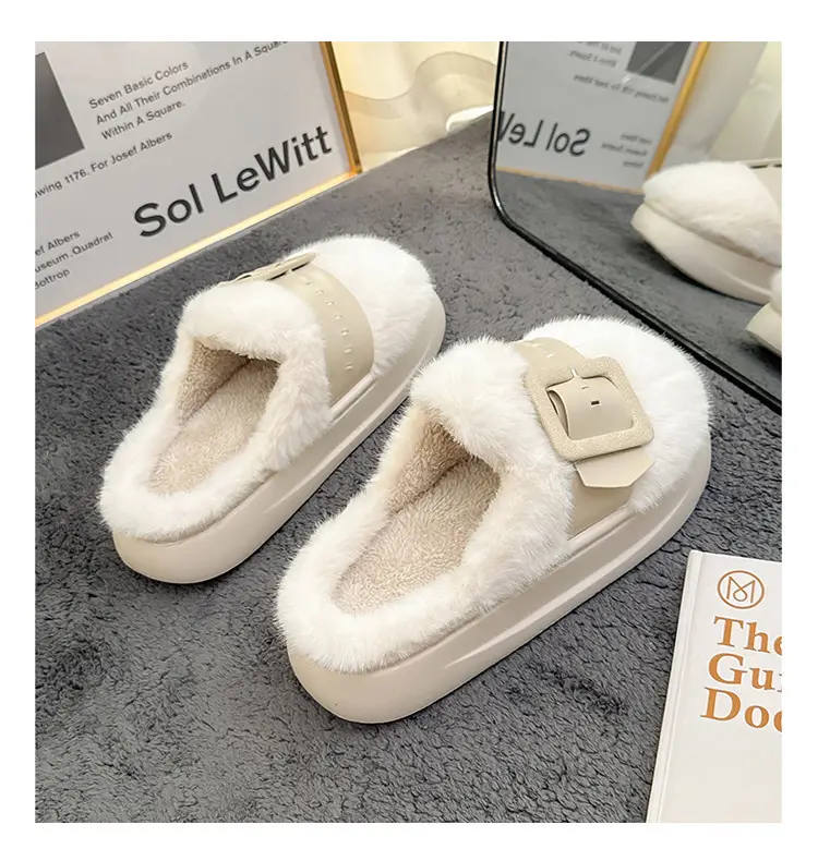 Cross-Border Furry Slippers for Women in Winter, Thick-Soled Plush Outer Wear, New Indoor Comfortable and Warm Slippers for Women Wholesale — feature 6