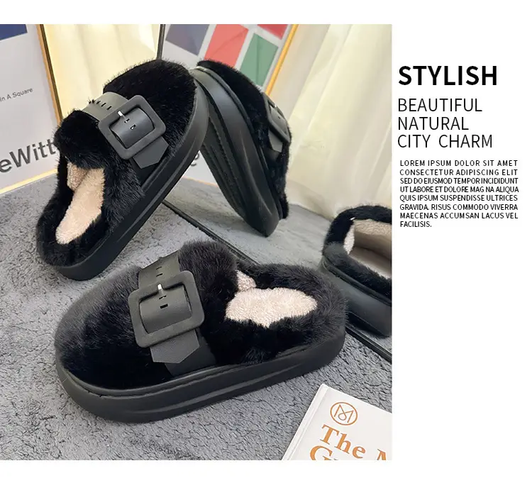 Cross-Border Furry Slippers for Women in Winter, Thick-Soled Plush Outer Wear, New Indoor Comfortable and Warm Slippers for Women Wholesale — feature 7