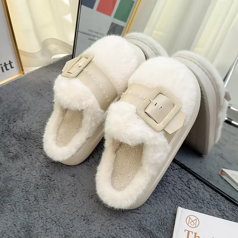 Cross-Border Furry Slippers for Women in Winter, Thick-Soled Plush Outer Wear, New Indoor Comfortable and Warm Slippers for Women Wholesale - Image 3