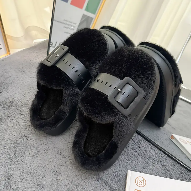 Cross-Border Furry Slippers for Women in Winter, Thick-Soled Plush Outer Wear, New Indoor Comfortable and Warm Slippers for Women Wholesale - Image 4