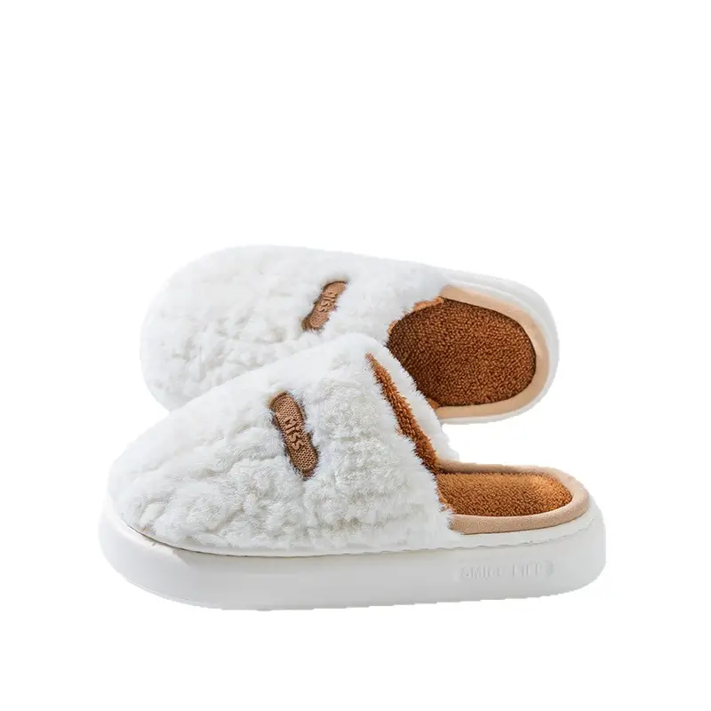 2025 Autumn and Winter New Thick-Soled Cotton Slippers for Women's Home Warm Couple Indoor Furry Slippers Winter Luncai - Image 9