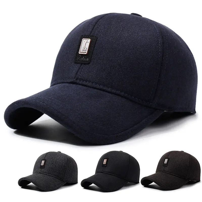 Men's Navy Blue Velvet Baseball Cap with Ear Protection - Image 5