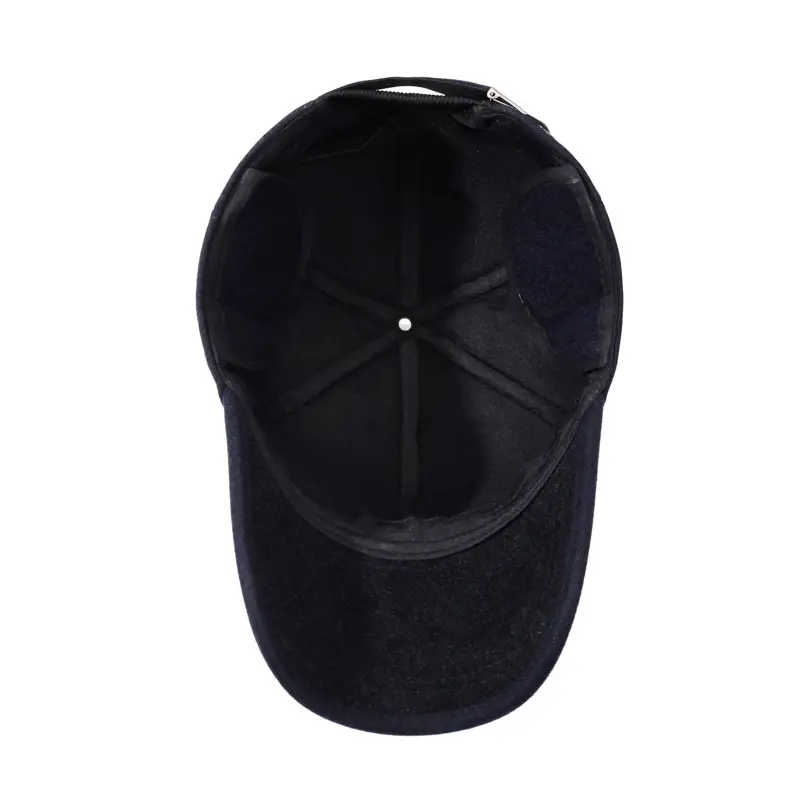 Men's Navy Blue Velvet Baseball Cap with Ear Protection - Image 7
