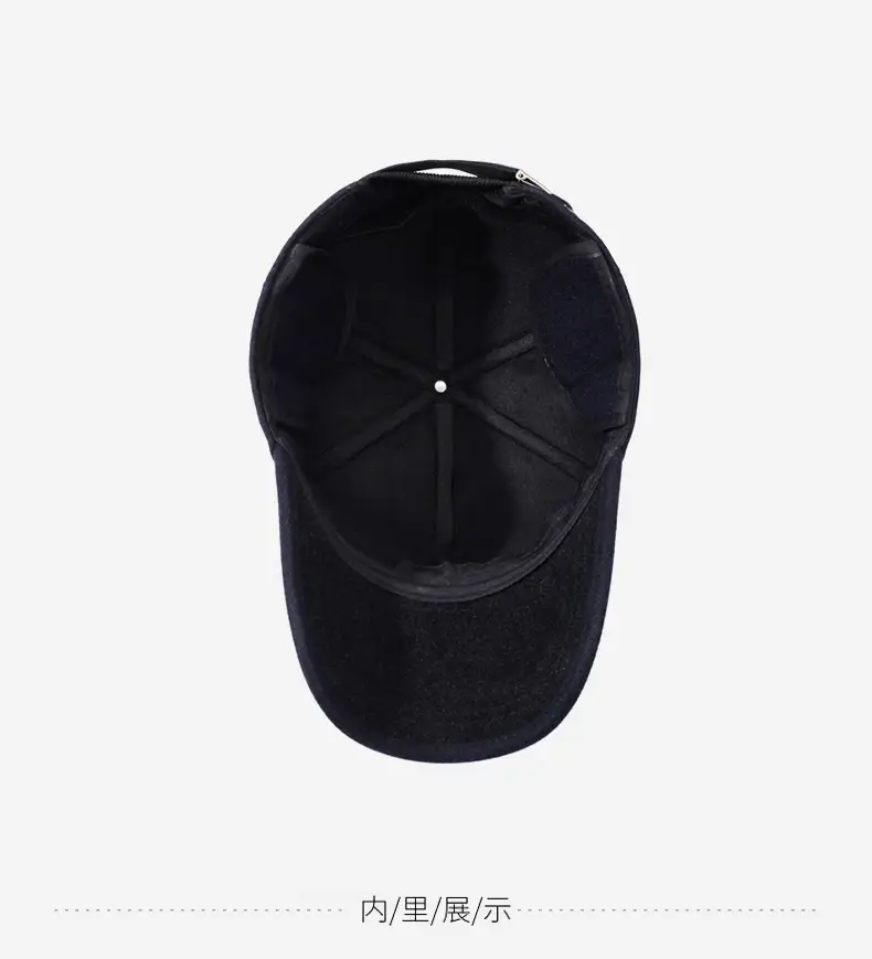 Men's Navy Blue Velvet Baseball Cap with Ear Protection — feature 13