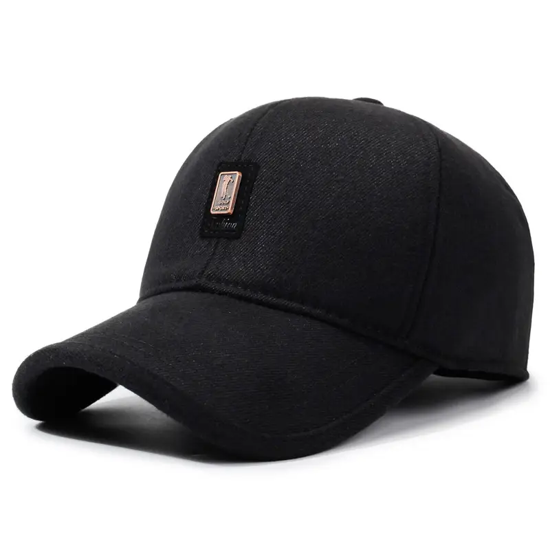 Men's Navy Blue Velvet Baseball Cap with Ear Protection - Image 2
