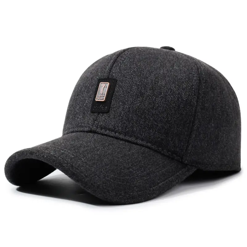 Men's Navy Blue Velvet Baseball Cap with Ear Protection - Image 3