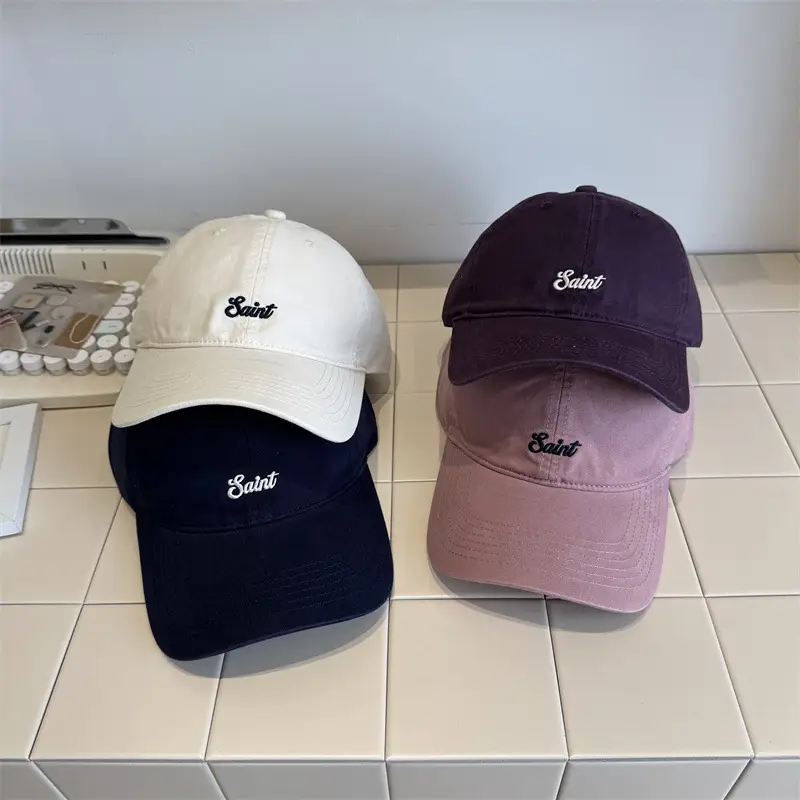 White-Purple Cotton Letter Embroidery Baseball Cap for Women - Image 10