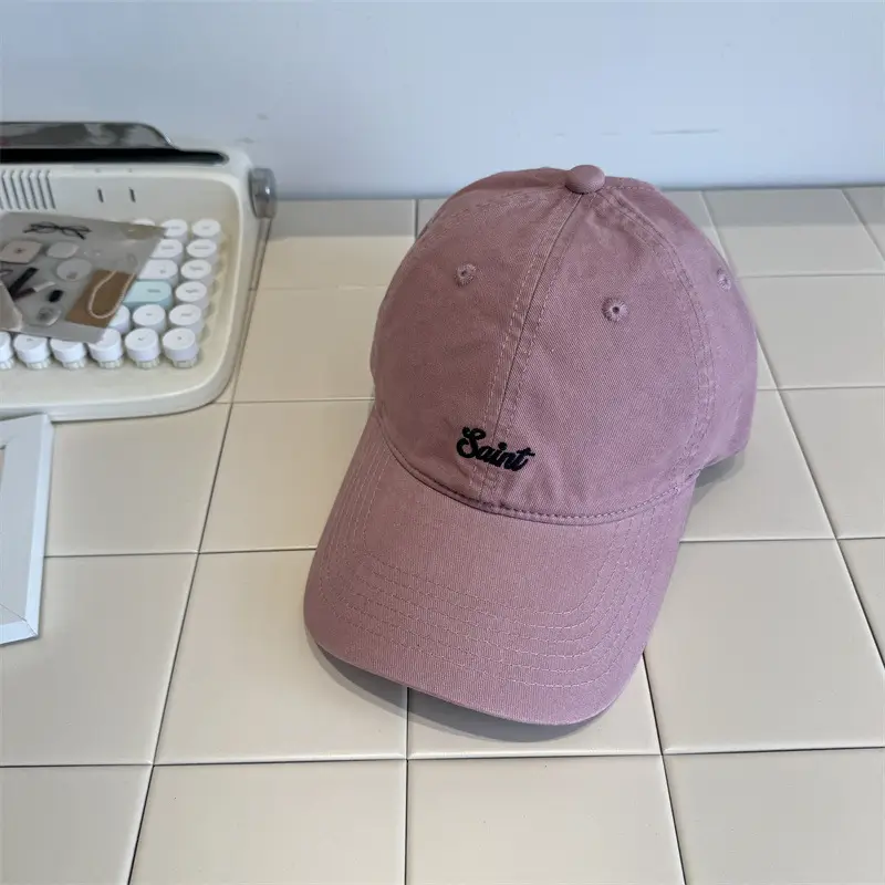 White-Purple Cotton Letter Embroidery Baseball Cap for Women - Image 4