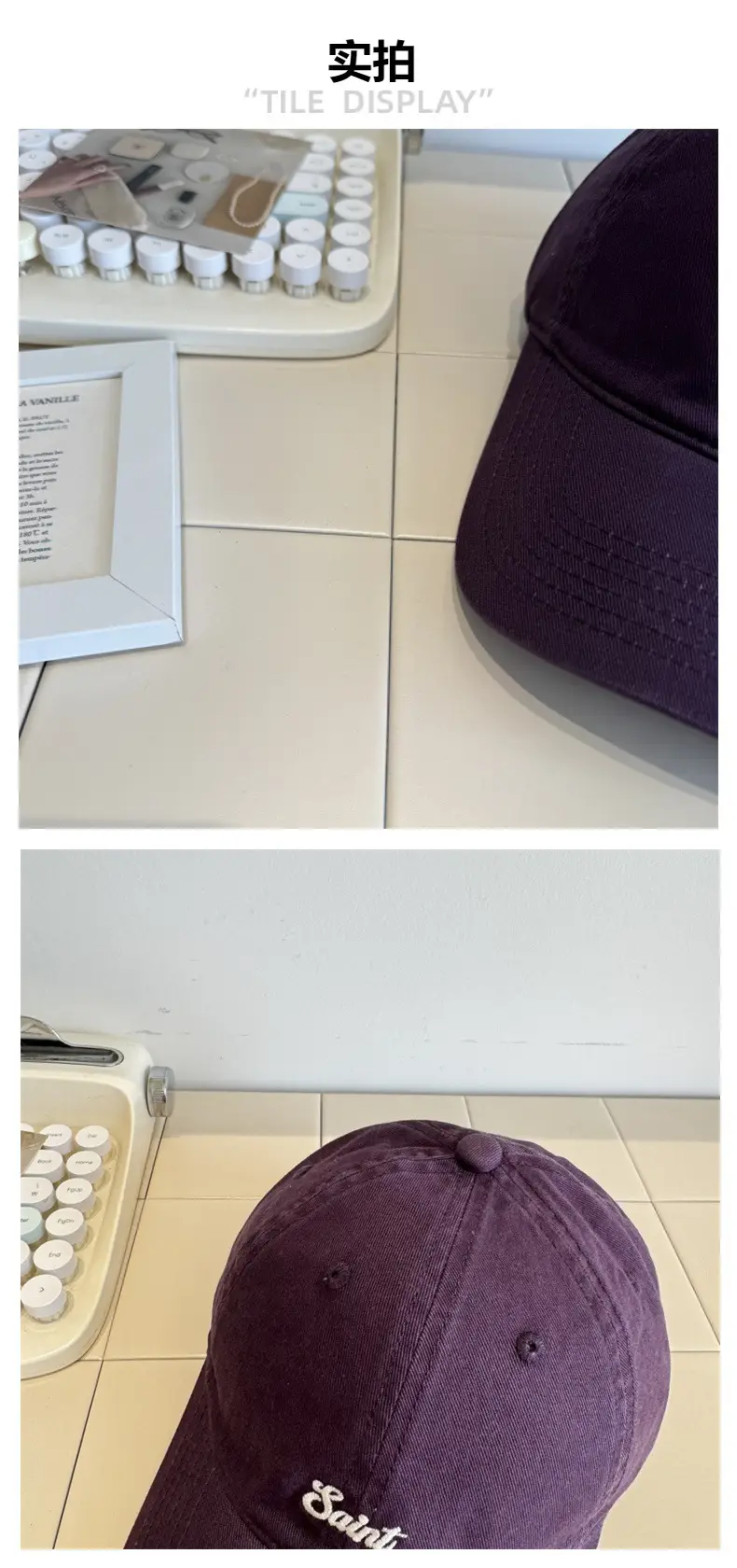 White-Purple Cotton Letter Embroidery Baseball Cap for Women — feature 4