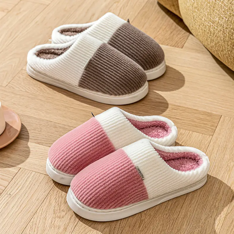 Autumn and Winter Cotton Slippers for Women, Winter Indoor Home Non-Slip New Style Warm Plush Household Toe-Cap Cotton Slippers - Image 6