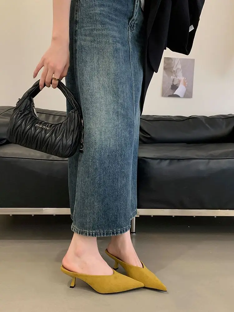 2026 Autumn New French Style Pointed Toe Suede Stiletto High Heels Women's Fashion Versatile Commuter Mules — feature 9