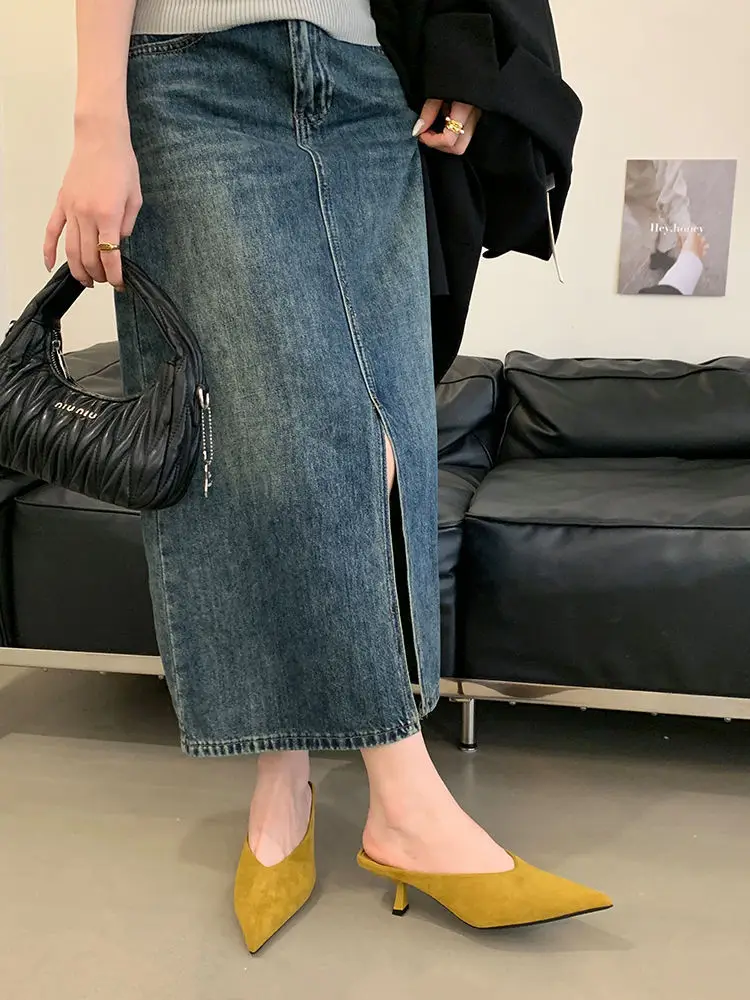 2026 Autumn New French Style Pointed Toe Suede Stiletto High Heels Women's Fashion Versatile Commuter Mules — feature 10
