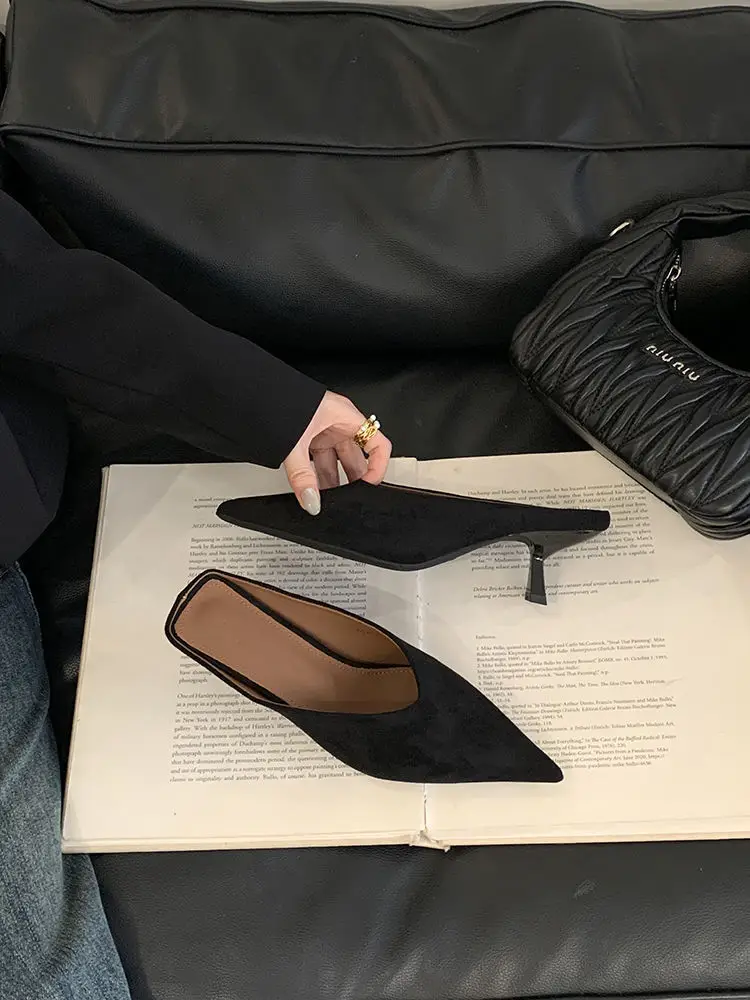 2026 Autumn New French Style Pointed Toe Suede Stiletto High Heels Women's Fashion Versatile Commuter Mules — feature 17