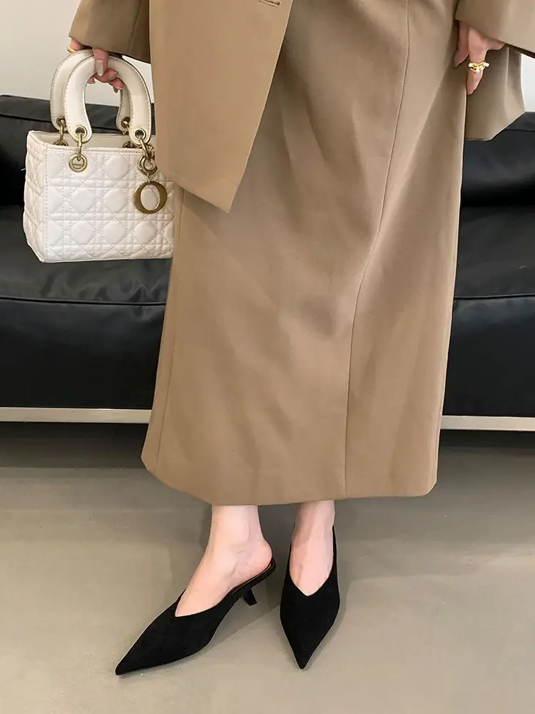 2026 Autumn New French Style Pointed Toe Suede Stiletto High Heels Women's Fashion Versatile Commuter Mules — feature 5