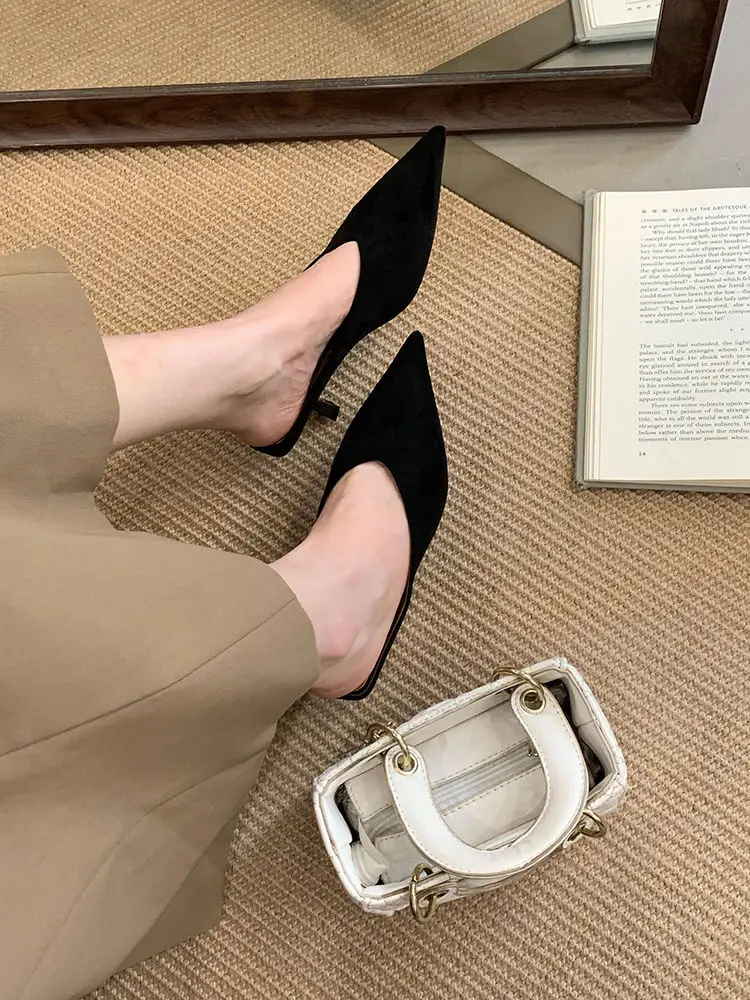 2026 Autumn New French Style Pointed Toe Suede Stiletto High Heels Women's Fashion Versatile Commuter Mules — feature 7