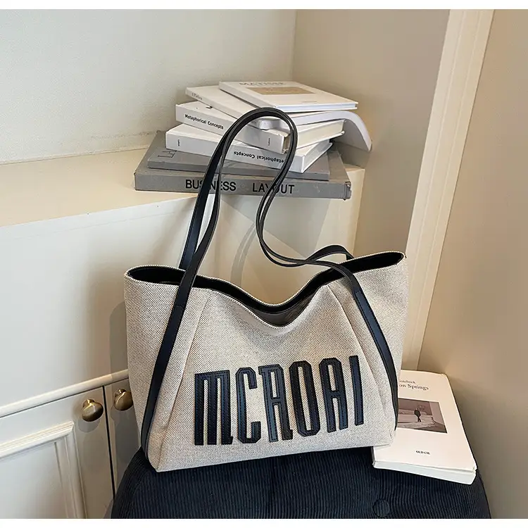 Women's Cross-Brand Canvas Tote Bag Large Capacity Fashionable Commuter Bag — feature 14
