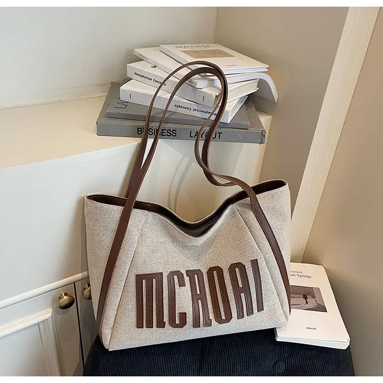Women's Cross-Brand Canvas Tote Bag Large Capacity Fashionable Commuter Bag — feature 15