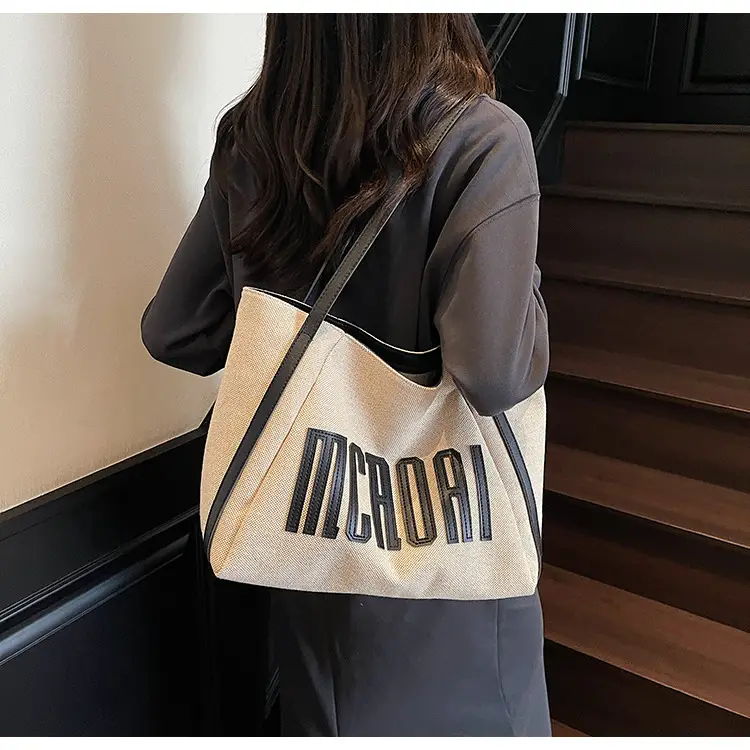 Women's Cross-Brand Canvas Tote Bag Large Capacity Fashionable Commuter Bag — feature 4