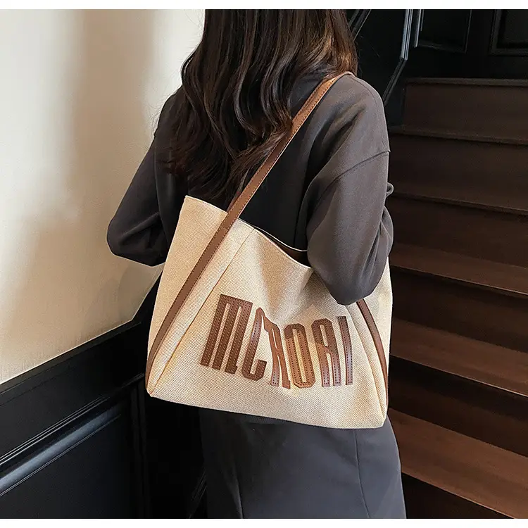 Women's Cross-Brand Canvas Tote Bag Large Capacity Fashionable Commuter Bag — feature 6