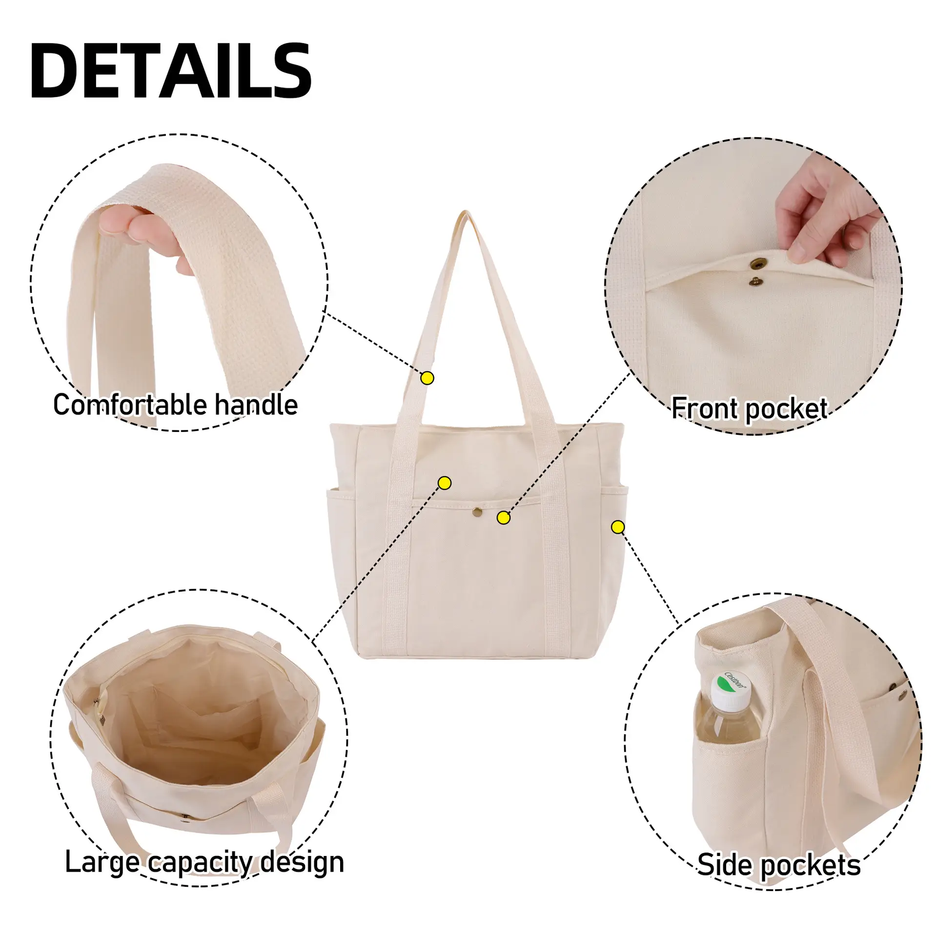 Canvas Tote Bag Large Capacity No Logo luggage and leather goods - Image 4