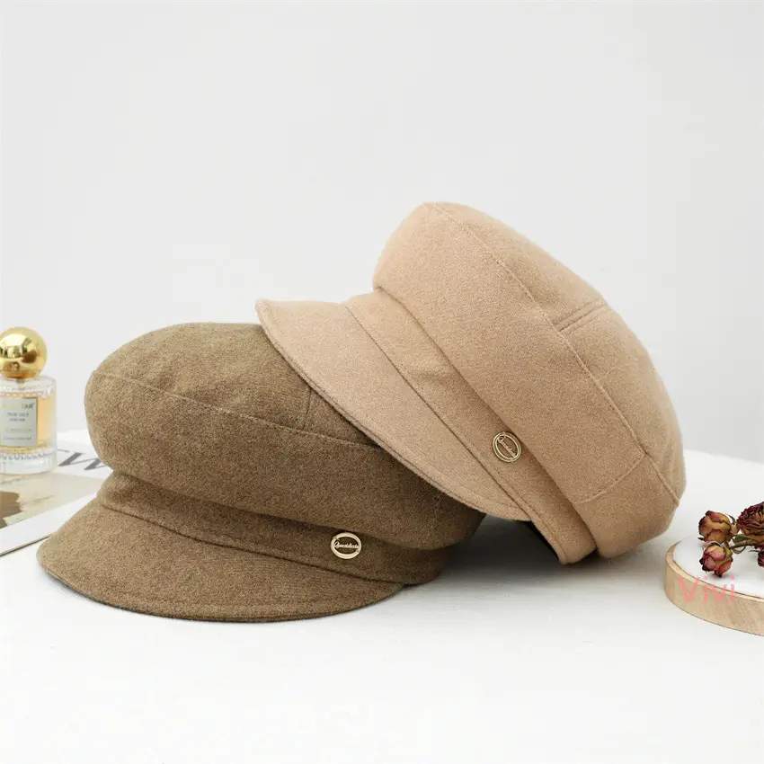 Women Duckbill Cap Beige Painter's Hat - Image 8