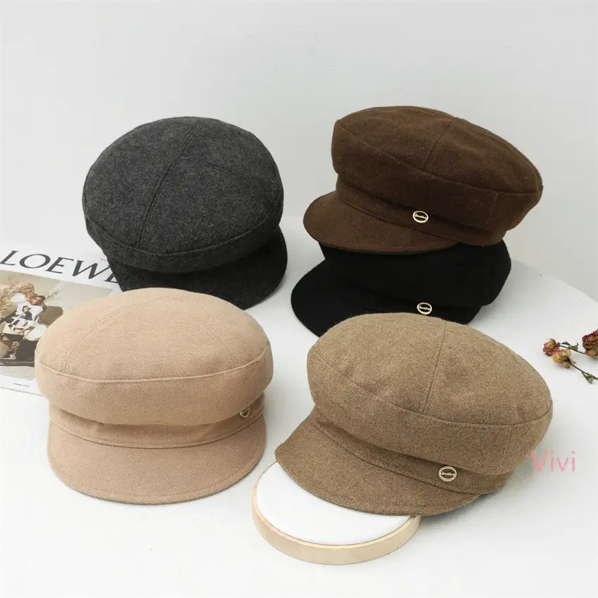 Women Duckbill Cap Beige Painter's Hat - Image 9